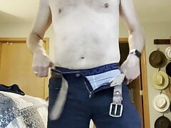 Daddy strip gets hard strokes cums and eats his seed