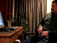 Bearded Father Jerks His Pecker Solo