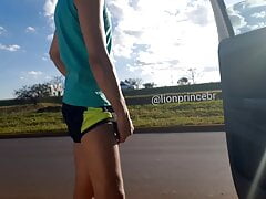Big dick slipped away in the middle of the street