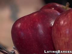 Latino jock Sly watches porn while humping his bed and jerking off