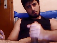 Handsome turkish shooting hard