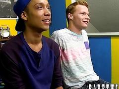 Blonde twink deepthroats his boyfriend before being fucked balls deep