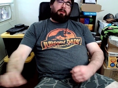 Nerdy Cub Still In His Lingerie Takes Care Of His Morning Manstick