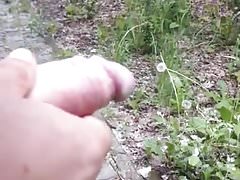 Risky public jerk and cum