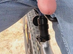 Caught outside railing fake penis tied to bike! It was a joy rail! ;)