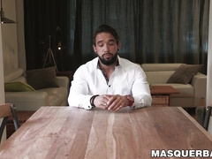 Muscled Zack Lemec strips naked for his nude waiter job interview