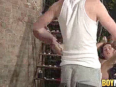 Submissive slim young fag dildoed and anal invasion ravaged by dom