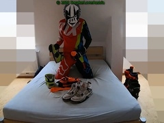 Part 1 - Passionate sex in Fox MX gear with boot cum and sock sniffing for gay biker