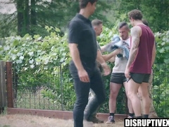 Warm Hairy man Gang-fucked in a Forrest