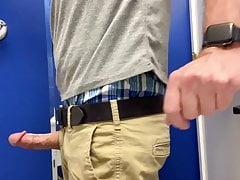 Jerking off my super hard, cut cock in the bathroom and cum