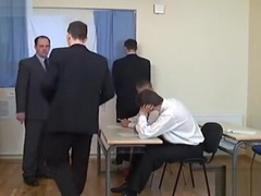 Naughty schoolboys get spanked in detention