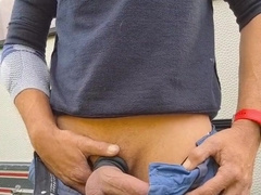 Precum. Slim craftsman urinates the largest and fattest urinate slat ever