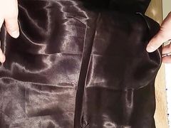 Satin nightie black cum masturbation