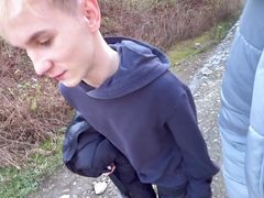 The cute guy hesitates to suck a cock, but in the end he agrees and gets a juicy dick in his mouth