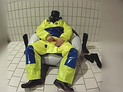 Pup pawing in Pros Extreme waterproof gear