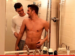 Bareback anal with two horny brunette guys