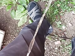 pissing outside