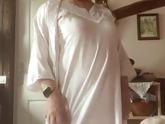 In nightgown and undressed
