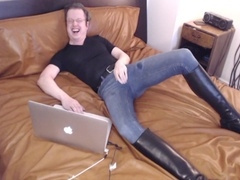 Gay leather bed, loud male orgasm, shoes