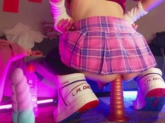 Femboy tests his limits with anal dildo and cums hard in steamy home video