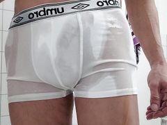Daddy pissed in the shorts and mega cum drained