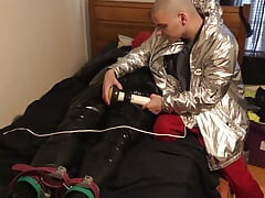 Jun 15 2022 - Rubber Boy in RUBBER Has fun with my sweaty shirt in some light bondage