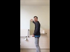 Boy sagging and cum at university 8