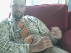 Amateur Otter Father Wanks Off in Suit