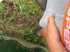 Frolicking with my immense firm pipe outdoors!