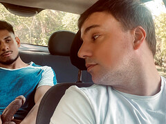 Young lad sucks thick Latino dick on the backseat