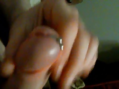 Stroking my pierced dick