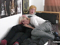 Gay teen fellows film themselves having messy bf sex