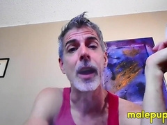 Nasty daddy Richard Lennox jerks off in the tub and blows cigarette smoke in your face