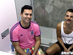 Interviewed unexperienced guy has unshaved ass barebacked before cumming