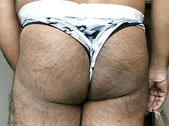 Horny boy with big dick and Big ass masturbating in sexy thong underwear