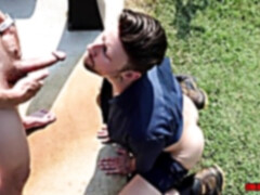 Big dick, anal creampie, pool