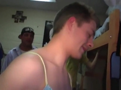 Humiliated frat teens sucking hard cock