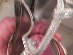 Silver sandals fucked and cummed