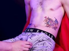 Guy 35 - Tattooed Twink with a Big Uncut Cock and a 7 Day Load Cums 3 Times