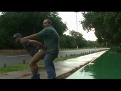 daddy and guy fucking outdoor near road