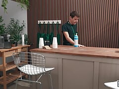MEN - Barista Joey Mills Gives His Customer Sam Ledger An Extra Serving Of His Hot And Creamy Cum