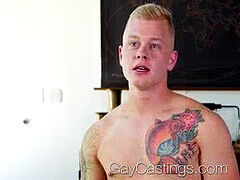 GayCastings newbie Leo Luckett boned and facial cumshot by agent