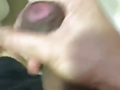 Hairy uncut cock masturbates and cum