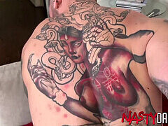Daddy Trenton Ducati raw fucks inked bear Bryce on NASTYDADDY
