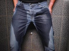 Peeing inwards my denim concluded with massive jizz