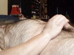 Hairy man Monk3yMing0 Masturbates to Body Shaking Orgasm Solo In Bed