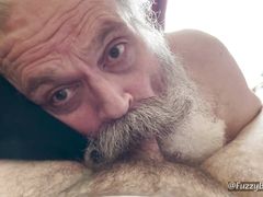 Moustache Grandpa Cocksucker Gives Glorious Suck Job