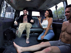 Real str8 amateur hairyass gets fingered in a public van outdoors