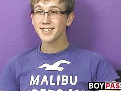 Jockstrap glasses twink Tommie Reed hot solo masturbation