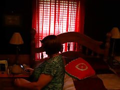 crossdressing in wife blouse and jacking  her clitty